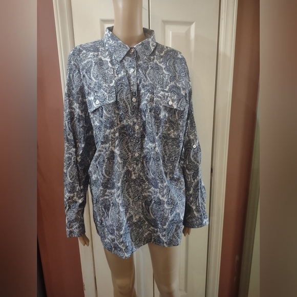 Talbots Tops - Talbot's paisley woman's plus size 2x button up long sleeve shirt top